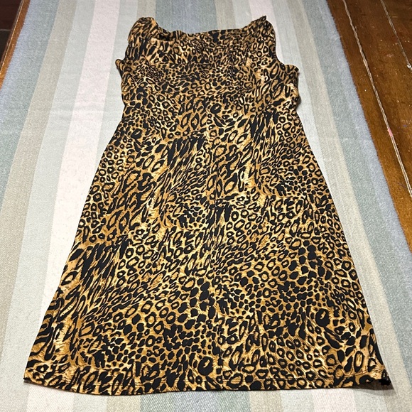 Lauren Ralph Lauren Leopard Print Midi Dress- Body Shaping Stretch - Picture 7 of 11